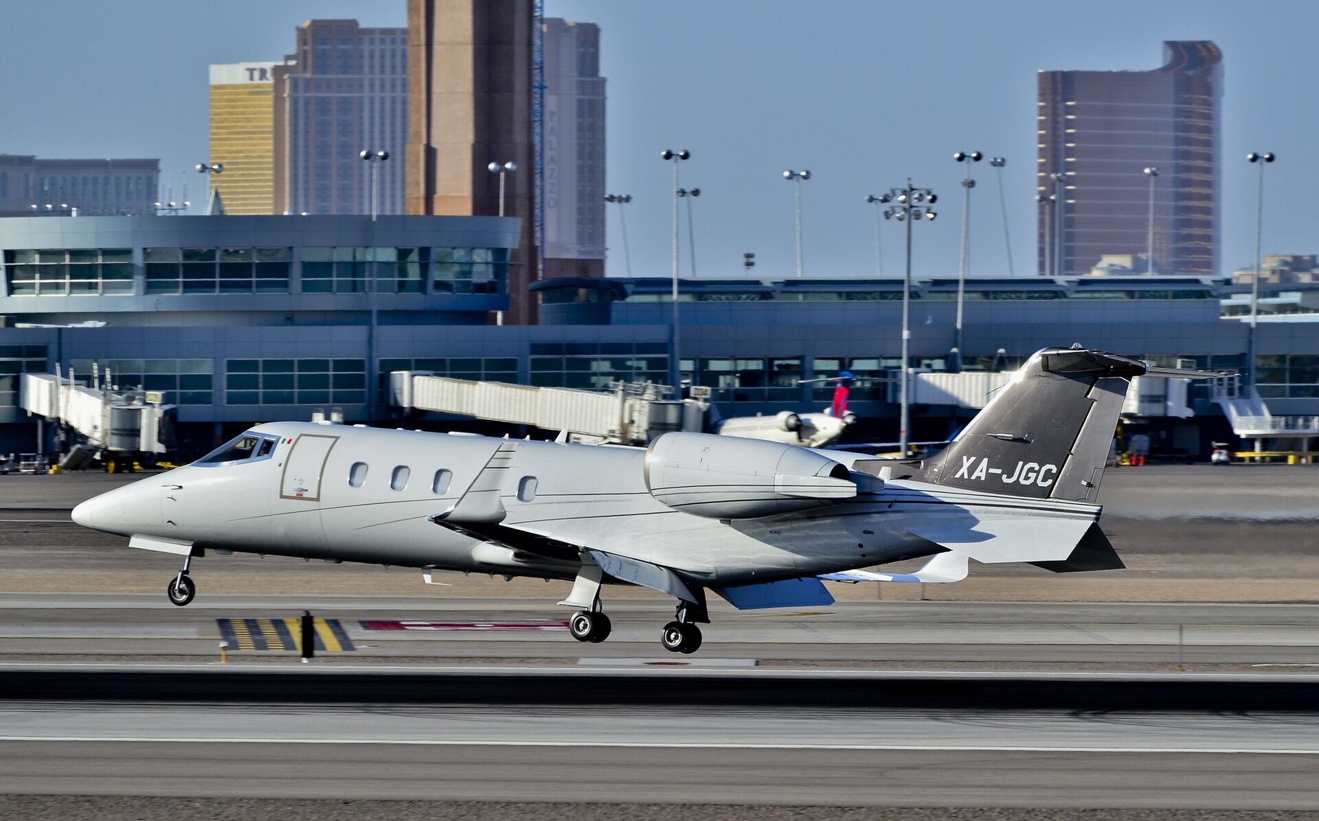 Bombardier Learjet 60 midsize jet on the ramp