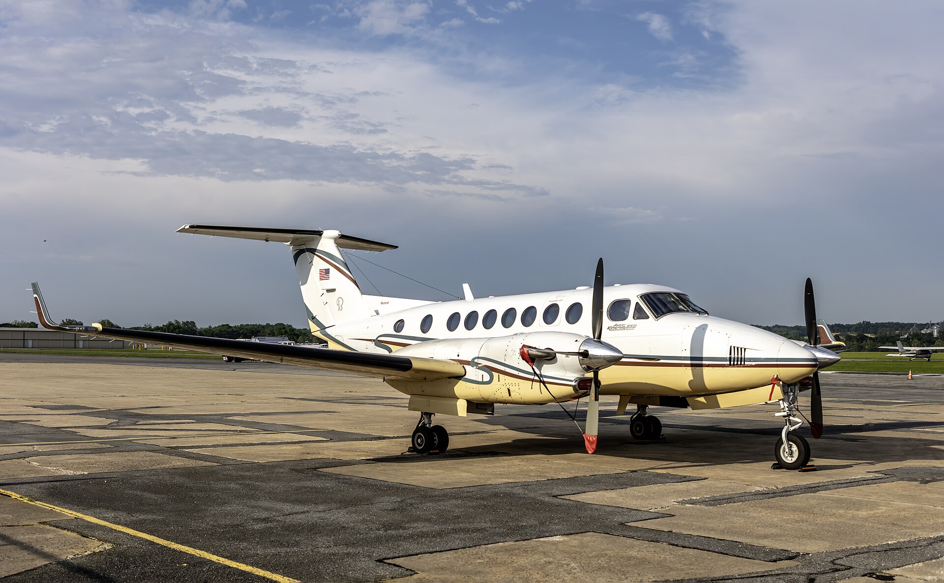 Beechcraft King Air 350 twin-engine turboprop parked on the ramp